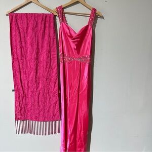 Ignite Evenings Pink Beaded Gown & Matching Shawl – Size 16